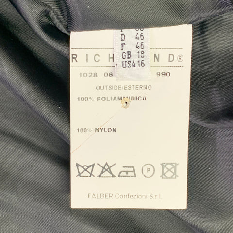 JOHN RICHMOND Size XL Black Faux Leather Polyamide Zip Up Jacket