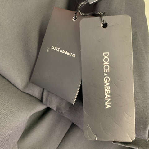 DOLCE & GABBANA Size 32 Black Wool Silk Pleated Tapered Dress Pants
