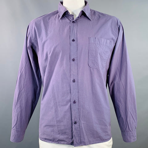 MERZ B. SCHWANEN Size XL Purple Cotton One Pocket Long Sleeve Shirt