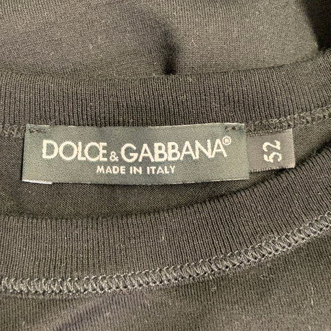 DOLCE & GABBANA Size L Black White Logo Cotton Crew Neck T-shirt