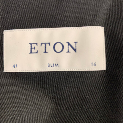 ETON Size L Black Pleated Cotton Tuxedo French Cuffs Long Sleeve Shirt
