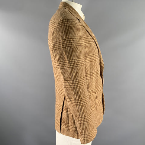RALPH LAUREN Size 44 Camel Brown Glen Check Wool Notch Lapel Sport Coat