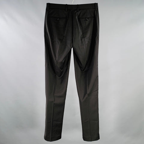 HELMUT LANG Size 31 Black Contrast Trim Virgin Wool Flat Front Dress Pants