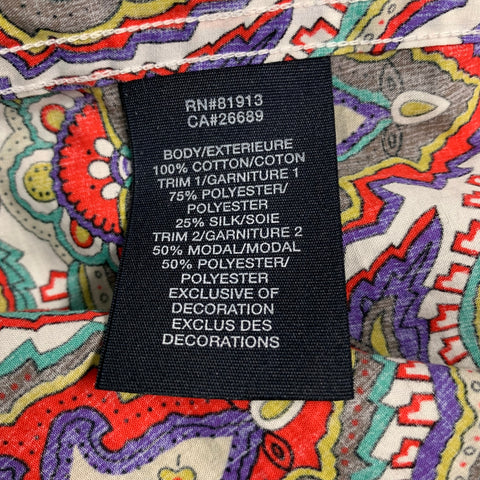 ROBERT GRAHAM Size L Multi Color Print Cotton Button Up Long Sleeve Shirt