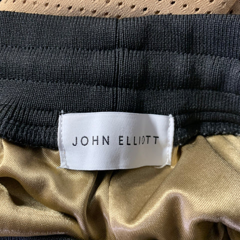 JOHN ELLIOTT Size S Camel Black Mesh Polyester Basketball Shorts