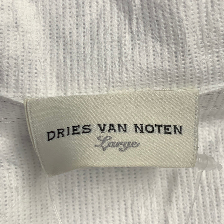 DRIES VAN NOTEN Size L Black White Polyethylene Blend Zip Up  Hooded Coat