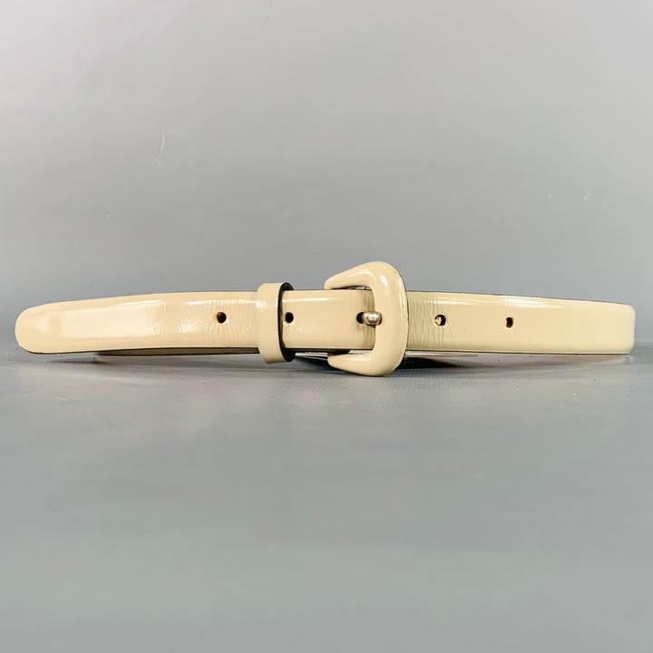 FURLA Size 26 Beige Patent Leather Covered Buckle Skinny Belt