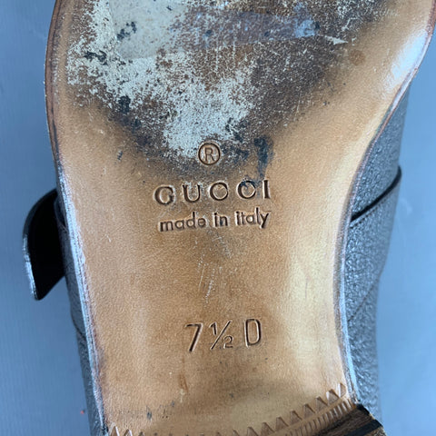 GUCCI Size 8 Brown Leather Buckle Loafers