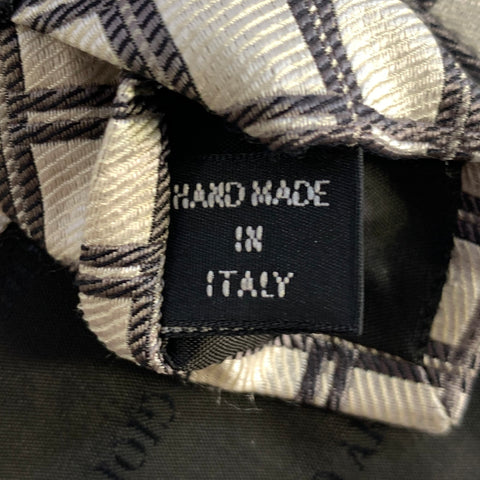 GIORGIO ARMANI Silver Grey Plaid Silk Tie