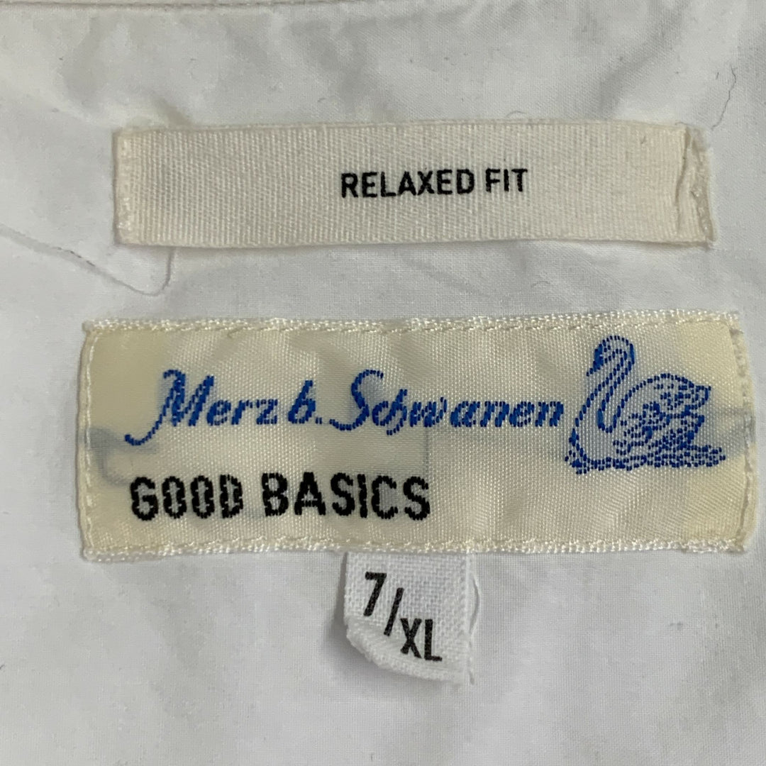 MERZ B. SCHWANEN GOOD BASICS Size XL White Cotton One Pocket Relaxed Fit Long Sleeve Shirt