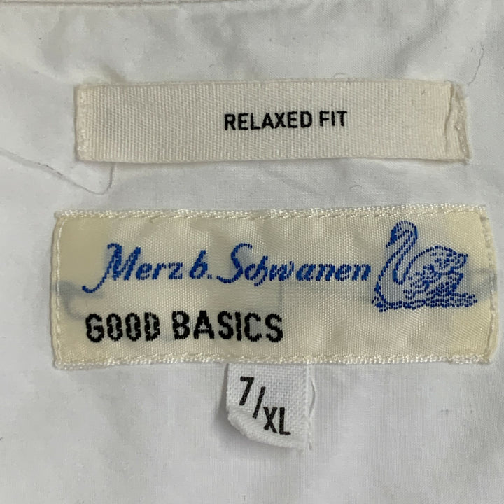 MERZ B. SCHWANEN GOOD BASICS Size XL White Cotton One Pocket Relaxed Fit Long Sleeve Shirt