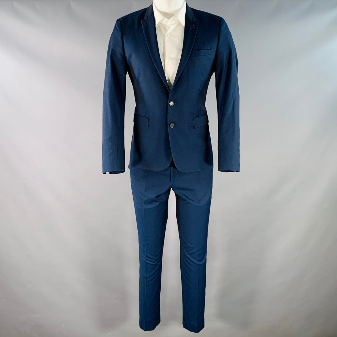 THE KOOPLES Size S Navy Wool Fitted Single Breasted Peak Lapel Suit
