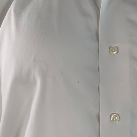 SAKS FIFTH AVENUE Chemise à manches longues, coupe cintrée, en coton blanc, col étalé, Taille XXXL
