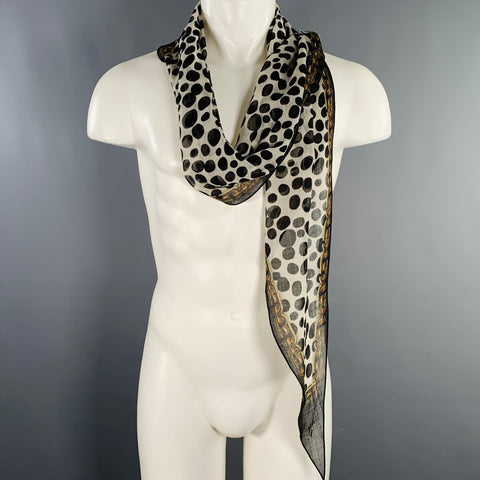 MARC JACOBS Black White Brown Dots Chain Scarf