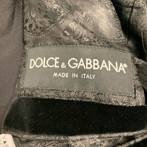 DOLCE & GABBANA Size 42 Black Velvet Cotton Silk Peak Lapel Sport Coat