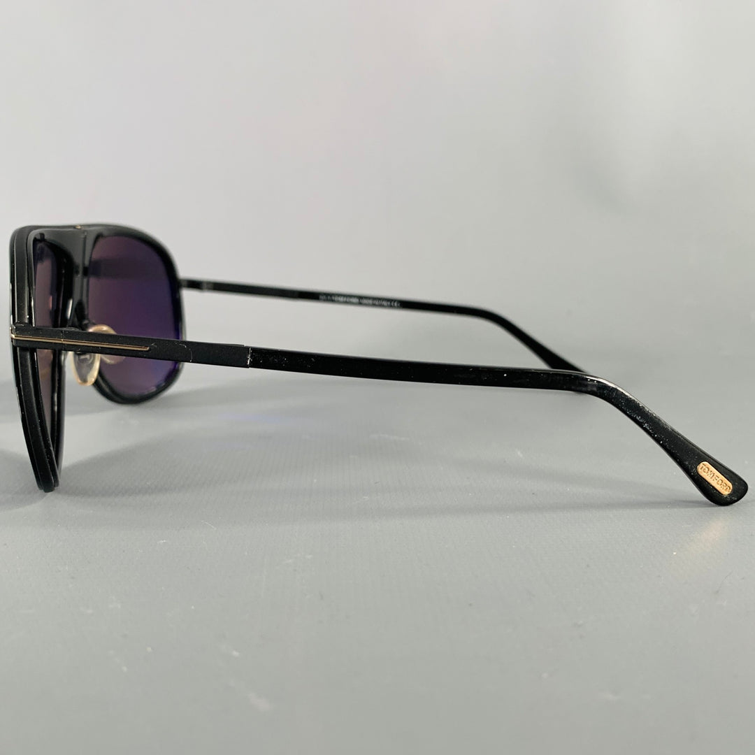 TOM FORD Chris Black Acetate Teardrop Aviator Sunglasses