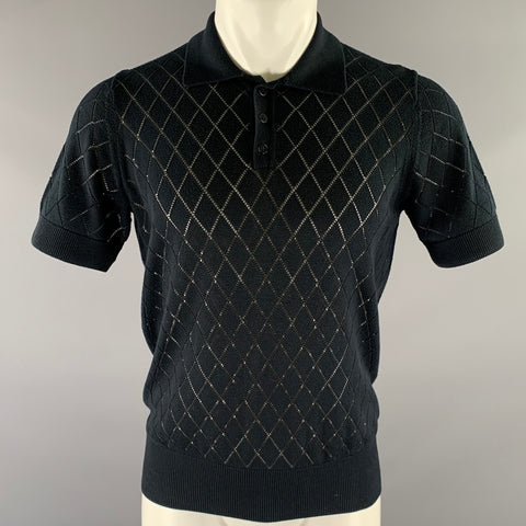 PRINGLE Size M Navy Knit Cotton  Polo