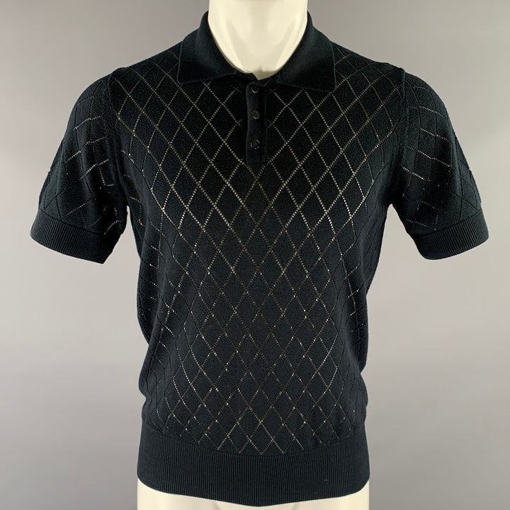 PRINGLE Size M Navy Knit Cotton  Polo