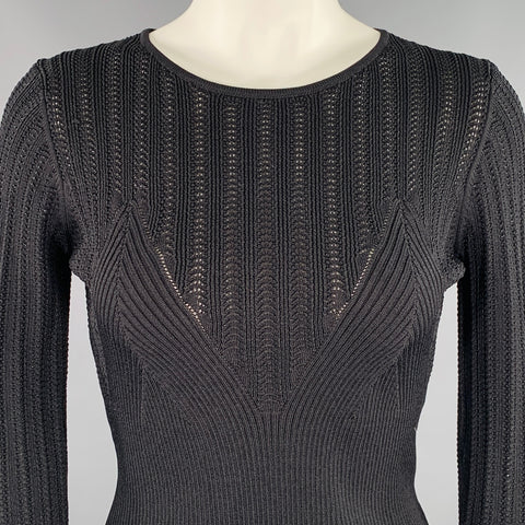 MANOUSH Pull en tricot côtelé noir en mélange de rayonne taille M
