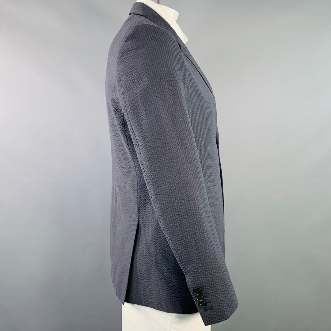 BURBERRY PRORSUM Size 42 Slate Grey Seersucker Cotton Notch Lapel Sport Coat