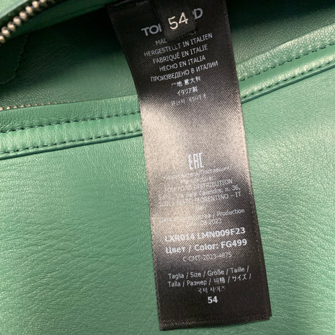 TOM FORD Size 44 Green Leather Zip Up Jacket