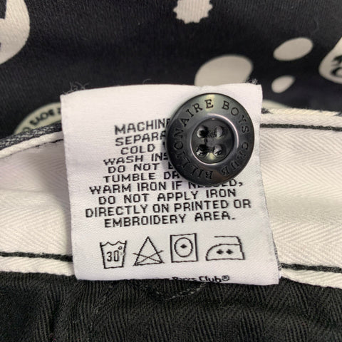 BILLIONAIRE BOYS CLUB Size 34 Black White Circles Numbers Cotton Moleskin Flat Front Casual Pants