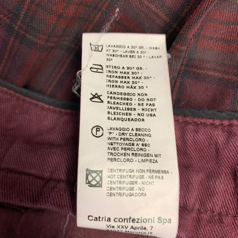 DEPARTMENT FIVE Size 35 Burgundy Black Plaid Cotton Casual Pants