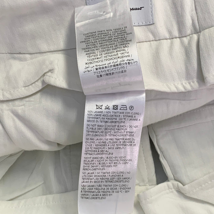 SALVATORE FERRAGAMO Size 40 Off White Twill Cotton Silk Straight Casual Pants
