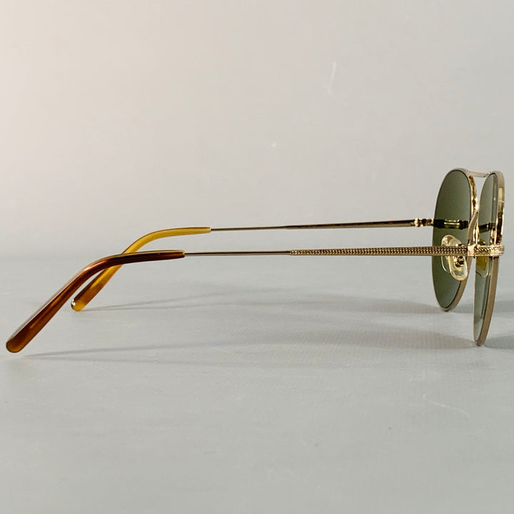 OLIVER PEOPLES Rockmore Gold Engraved Metal Aviator Sunglasses