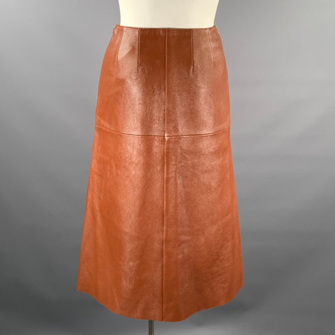 JOSEPH Size L Tan Leather Lambskin Skirt