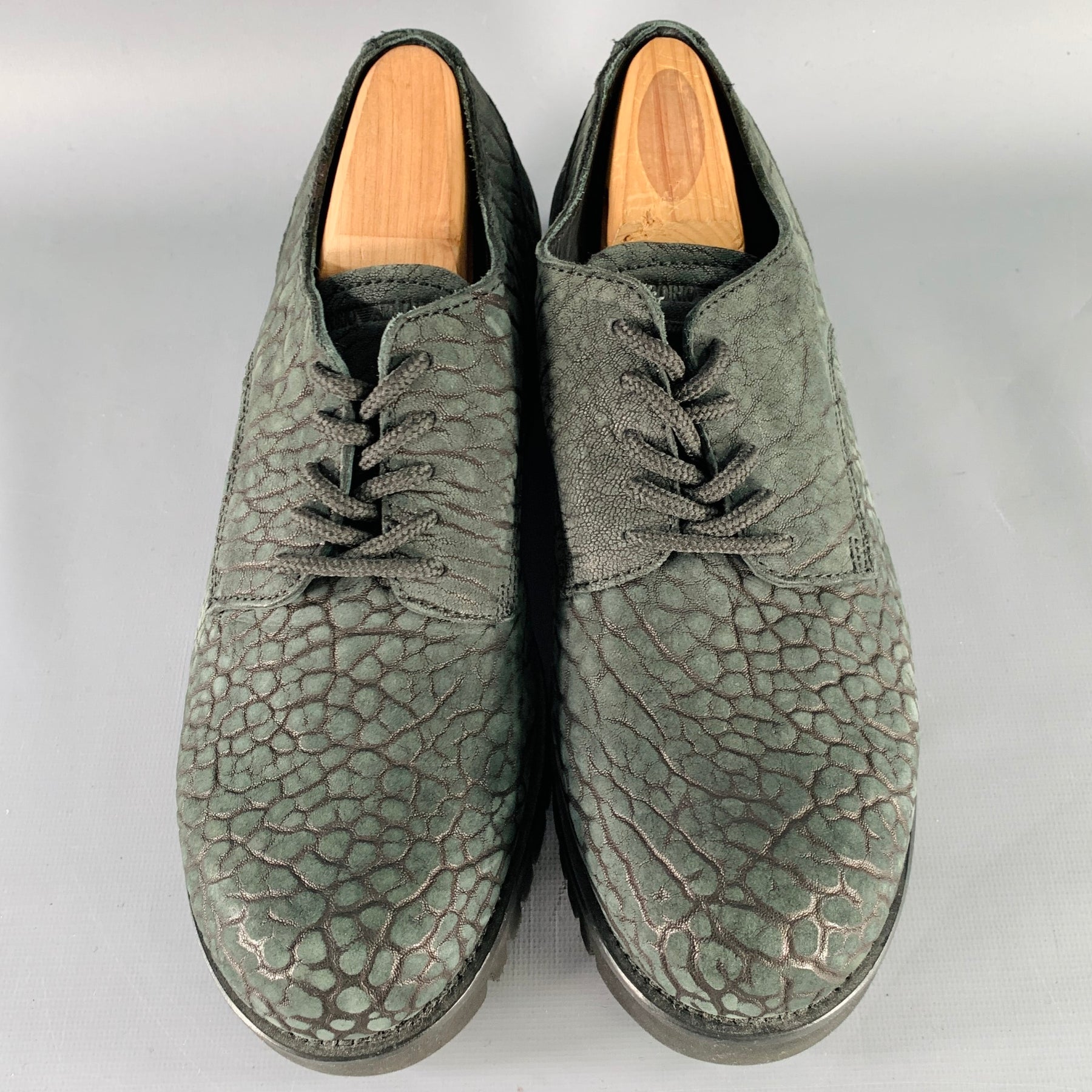 EMPORIO ARMANI Size 6 Green Grey Textured Suede Tread Sole  display picture 1