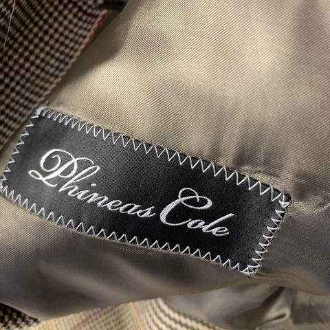 PHINEAS COLE Size 38 Brown Tan Tartan Wool Peacoat Coat