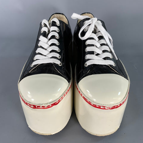 MARNI Size 9 Black White Leather Calf Sneakers