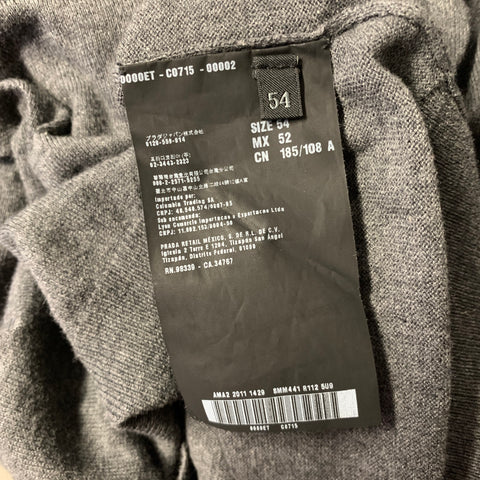 PRADA Size 44 Grey Cotton Cashmere V Neck Sweater