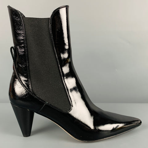 AEYDE Talla 10 Botas en punta de charol negro