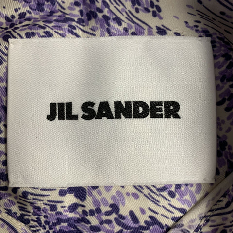 JIL SANDER Size 2 Purple White Cupro Silk Abstract Casual Top