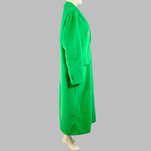 STAND STUDIO Size S Lidya Green Polyester Faux Fur Peak Lapel Coat
