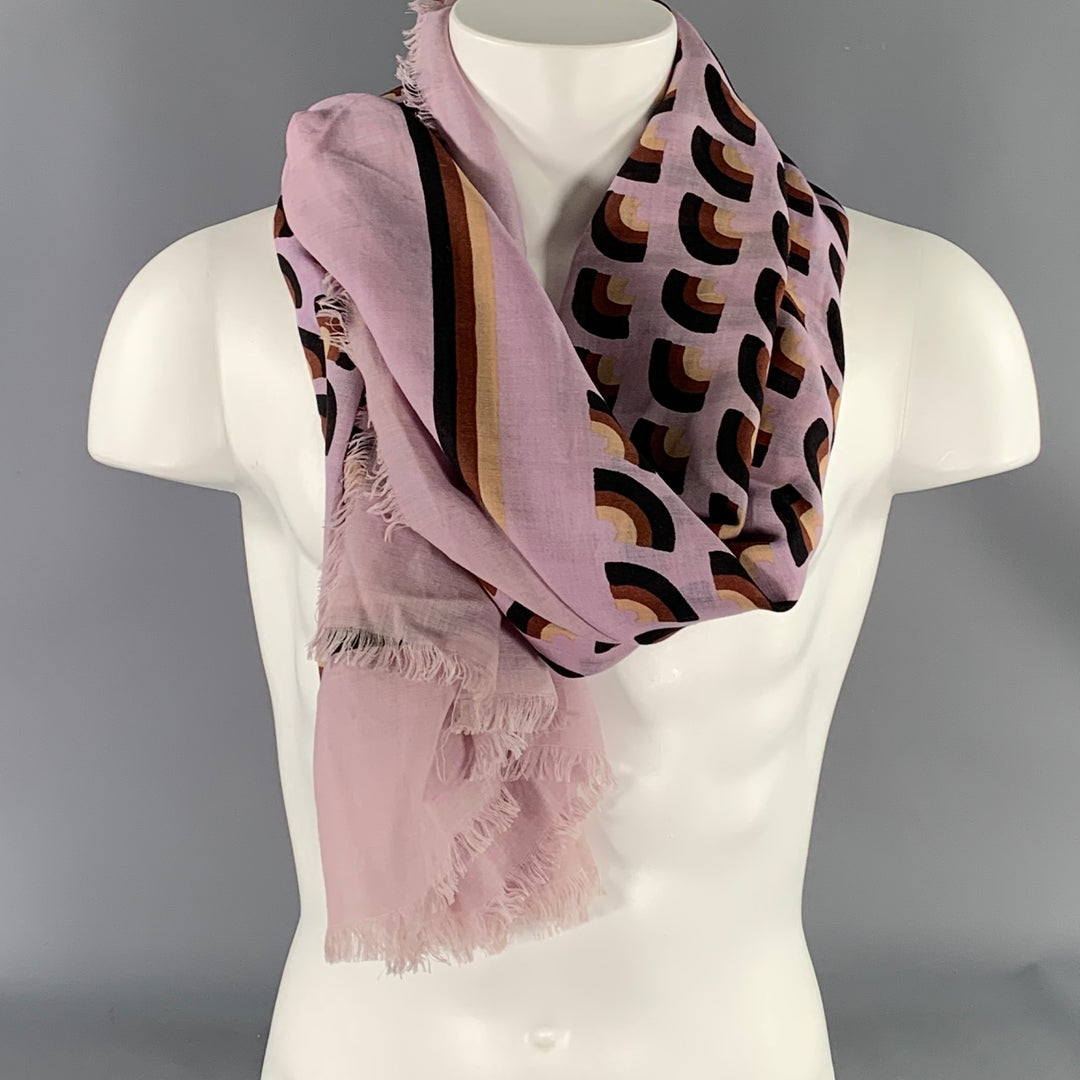 MARC JACOBS Purple Black  Brown Mixed Pattern Wool Silk Scarves