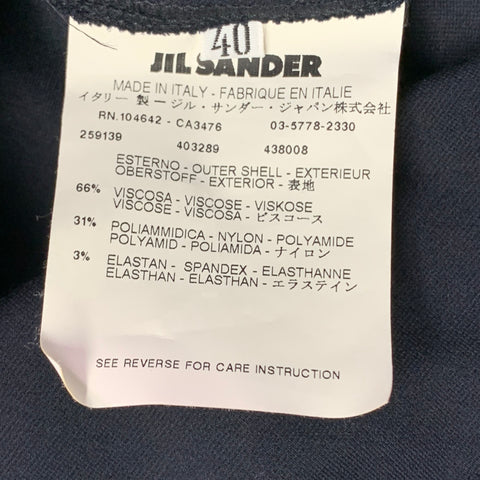 JIL SANDER Size 10 Navy Viscose Blend Ruched Long Evening Gown