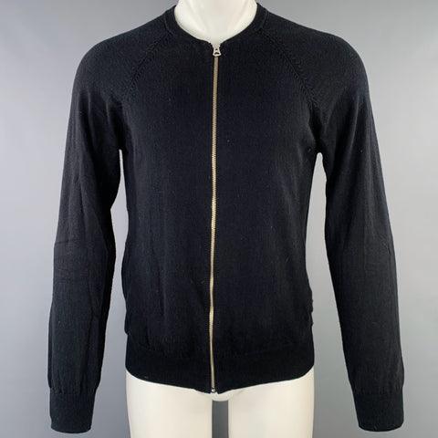 PAUL SMITH JEANS Taille S Cardigan zippé en coton et laine noir et violet