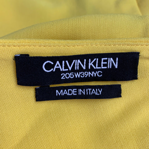 CALVIN KLEIN 205W39NYC Size 2 Yellow Silk Wool Layered Poncho Dress