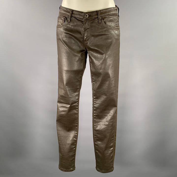 ADRIANO GOLDSCHMIED Size 32 Brown Faux Leather Cotton Blend Skinny Pants