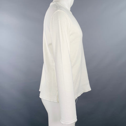 JOHN VARVATOS Size M White Cotton Blend Raw Edge T-shirt