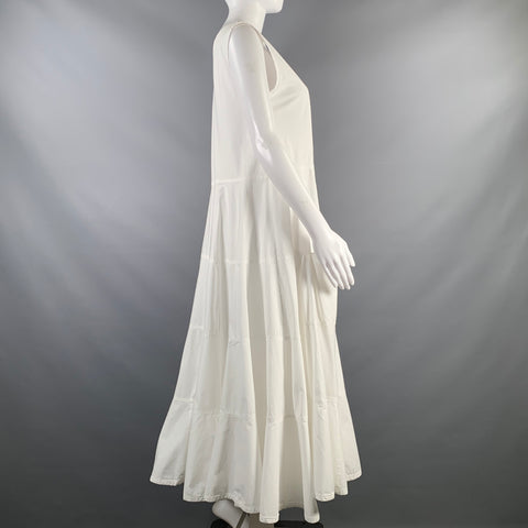 ME'NA CINQUE Size M White Cotton Sleeveless Midi Dress