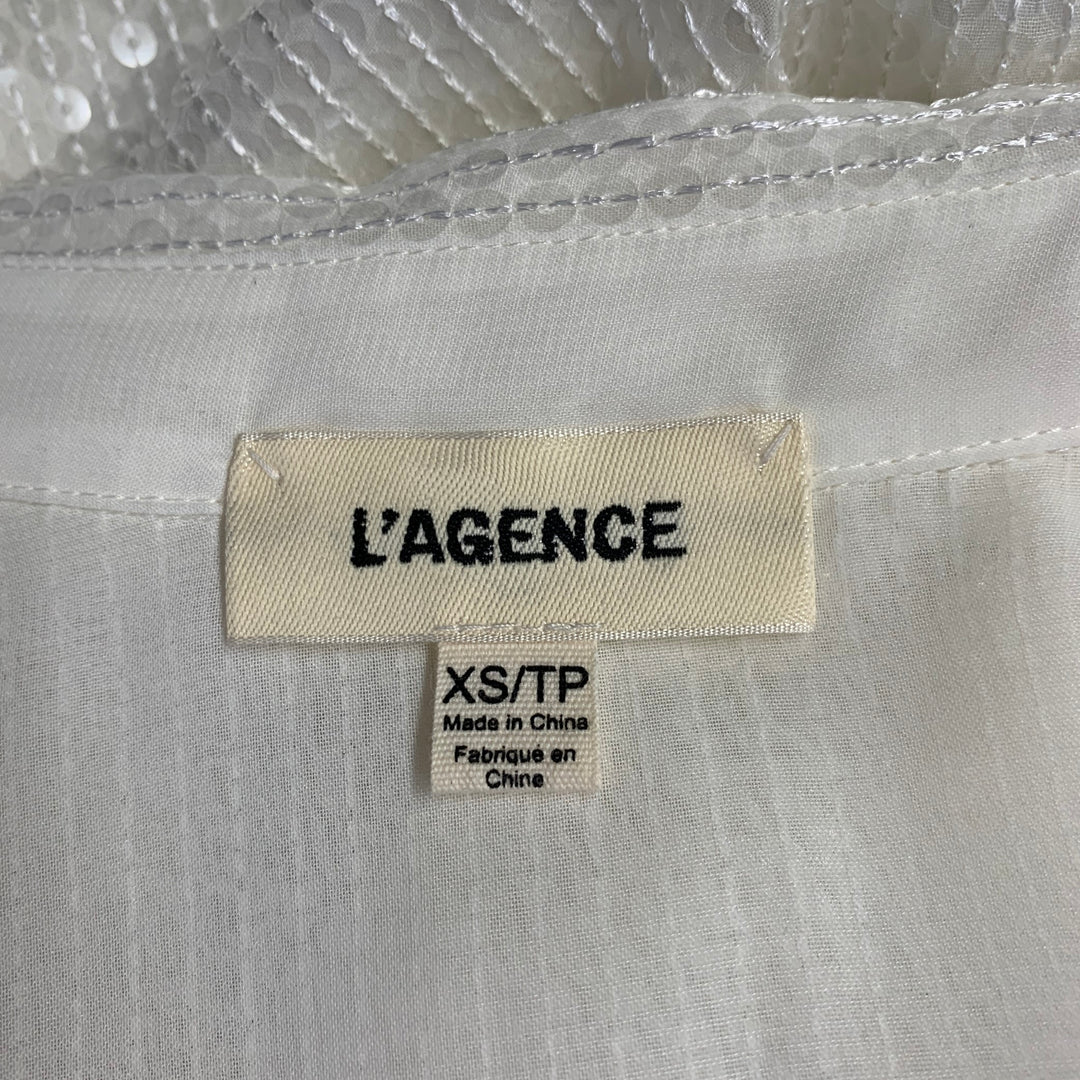 L'AGENCE Size XS Beige Sequined Hidden Placket Shirt
