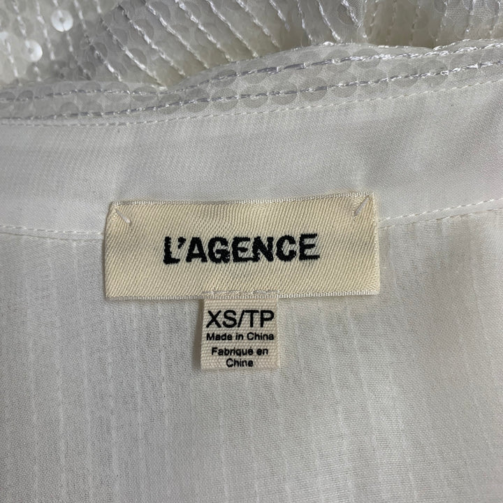 L'AGENCE Size XS Beige Sequined Hidden Placket Shirt
