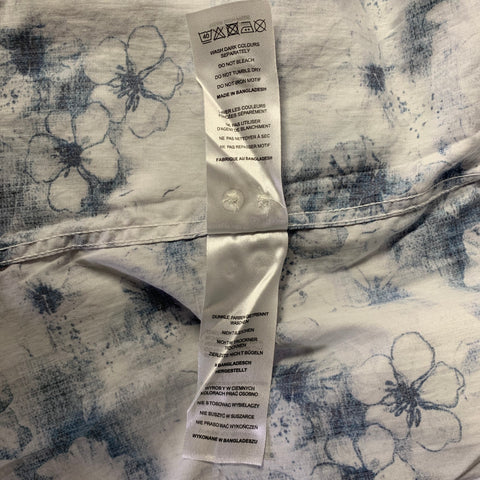 TED BAKER Size L Blue White Floral Cotton Button Up Long Sleeve Shirt