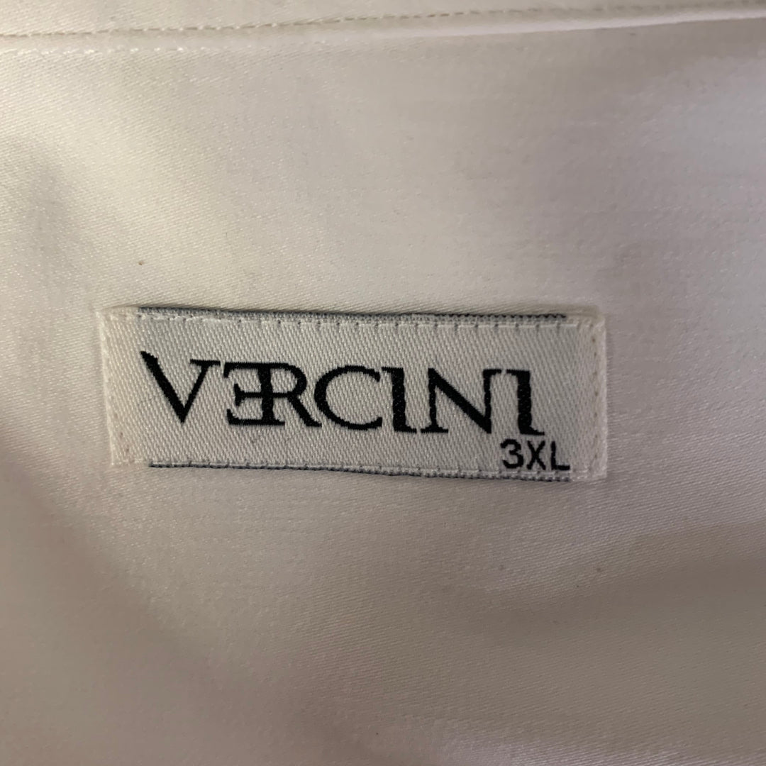VERCINI Size XXXL White Cream Geometric Tuxedo Long Sleeve Shirt