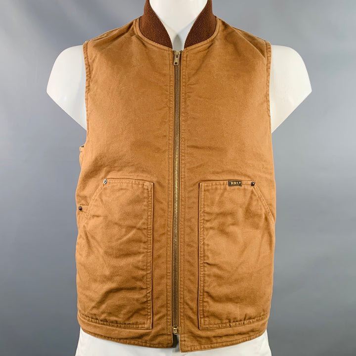 RRL by RALPH LAUREN Size L Brown Green Black Cotton Reversible Vest