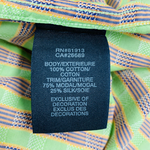 ROBERT GRAHAM Size L Green Navy & Orange Stripe Cotton Long Sleeve Shirt